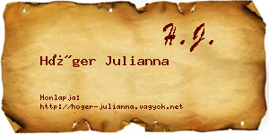 Höger Julianna névjegykártya